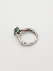 Estate $4000 1.50ct AAA+++ Natural Emerald VS G Diamond Platinum Wedding Ring 5g