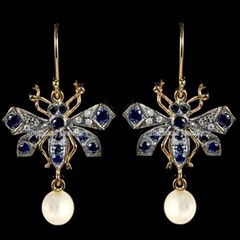Stunning 1.01ctw Rose Cut Diamond Gemstone Silver Victorian Bee Earring Jewelry