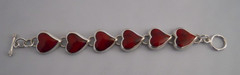 Vintage ATI 925 Red Jasper Heart Bracelet Sterling Silver Bracelet 36.2 grams