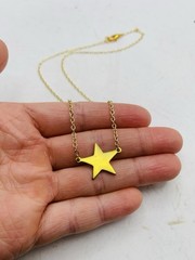 Vintage Gold Tone Celestial Star Charm Dainty Everyday Dainty 16” Necklace