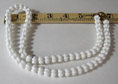 Vintage White Milk Glass Necklace Molded Cloud Bubble Beads Slide Clasp
