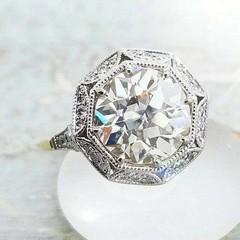Art Deco 2.5Ct Round Lab Created Diamond Wedding Engagement 925 Silver Ring