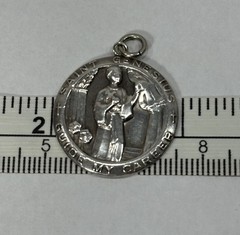 Solid Saint Genesius Sterling Silver Guide my Career Pendant – 7.1 Grams