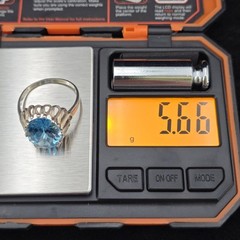 Vtg Sterling Large Blue Topaz Statement Ring 11.25 Kabana Faceted Openwork Crown