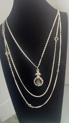 Vintage GOLDETTE Signed 3-Strand Necklace Intaglio Reverse Cameo Pendant As Is