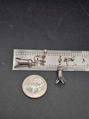 Estate Vintage Sterling Silver Squash Blossom Screw Back Earrings Southwestern