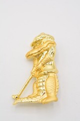 Danecraft Vintage Alligator Pin Brooch Brushed Gold Golfing Crocodile NOS BinA11