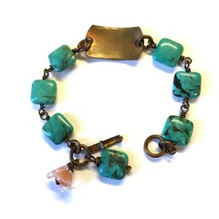 Vintage Southwestern Style Faux Copper & Turquoise Bracelet