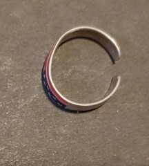 Vintage 925 Silver And Enamel Red White And Blue American Flag Toe Ring
