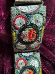 Vintage italian micro mosaic link bracelet 7 1/2 Inches X 7/8 Inch