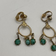 Vintage Gold Tone Turquoise Dangle Earrings Womens Screw Back 1.5 In Jewelry