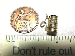 Beer Stein Charm Germany Vintage 1950s 14K Solid Gold Signed 21 MM X 10 MM 2.3g