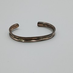 VTG 925 Mexico Cuff Bracelet 2.5in Sterling Silver 15g Channel Rugged Rustic