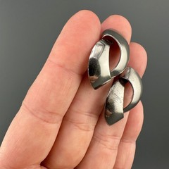 Vintage Sterling Silver Modernist Earrings Abstract Sculptural Screw Back MCM