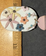 Bohemian Handmade Polymer Clay Earrings 3D Floral Design White Backing Vtg
