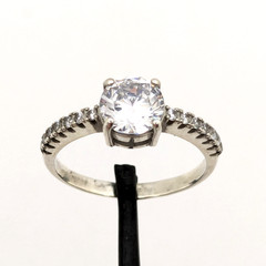 Vintage Elegant RING Silver 925 with Bright Stone -size: 8.5US (18.5mm)| UA #57