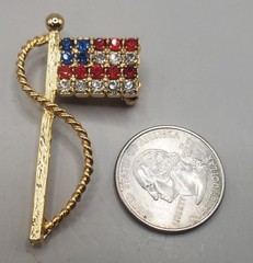 6 Pc U.S.A. Flag Lot: Rafaelian + 2 Unsigned Flag Brooches, 2 Pins, Earrings