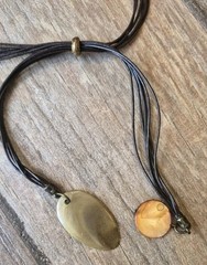 Vtg Chico’s Eclectic Charm Bead Adjustable Length Leather Cord Necklace