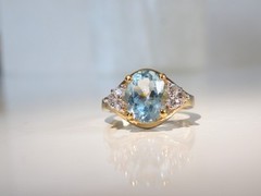 Sterling Silver 925 Natural Heated Blue Topaz Ring Size 7