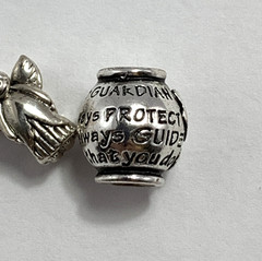 Two 925 Sterling Charm Beads 3-D Angel plus Guardian Angel to Protect and Guide