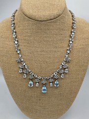 Vintage C*A 925 Sterling Silver Natural Blue Topaz Festoon Bib Statement…
