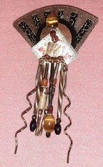 UNIQUE Handmade? Abstract Art Deco Dangle Beads Beaded Brooch Pin Pendant