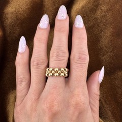 Vintage 14 Karat Yellow Gold Stretchy Bead Ring One Size Fits Most