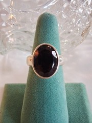 Vintage Designer Oval Cut Smoky Quartz Band Statement Ring Sz 8 Sterling Silver