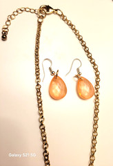 Vintage Beaded Chunky Acrylic Statement Beaded Necklace Earrings