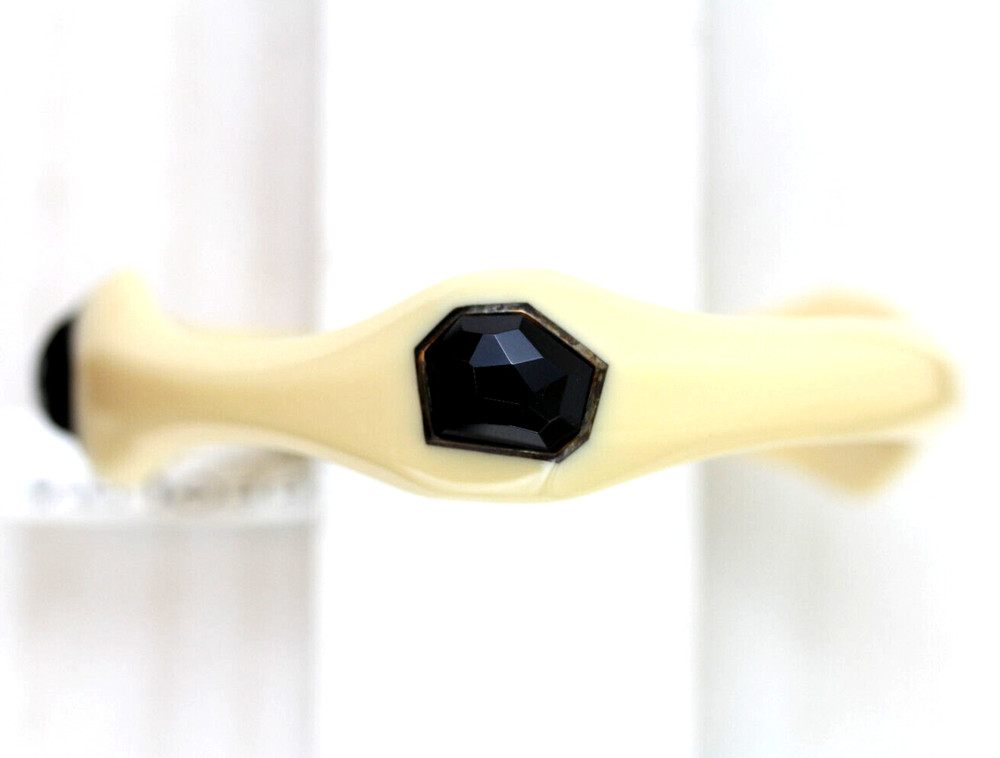 IPPOLITA OFF WHITE RESIN ONYX STERLING SILVER 925 BANGLE 8″ BRACELET NEW LUXURY