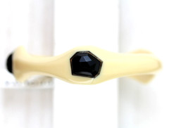 IPPOLITA OFF WHITE RESIN ONYX STERLING SILVER 925 BANGLE 8″ BRACELET NEW LUXURY