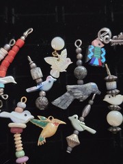 Vintage Carved Birds Charms Lot Mixed Materials Animal Fetish