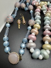 TITLE Vintage Pastel Beaded Jewelry Lot Necklaces Earrings Pearl Glam Retro