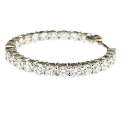 Estate 4.00ct Inside Outside Diamond Hoop Earrings 18k White Gold