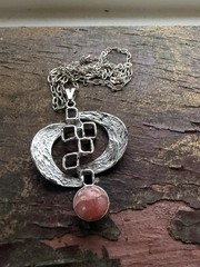 Mid century modern Silver thulite Norway Pendant vtg Norwegian 2700