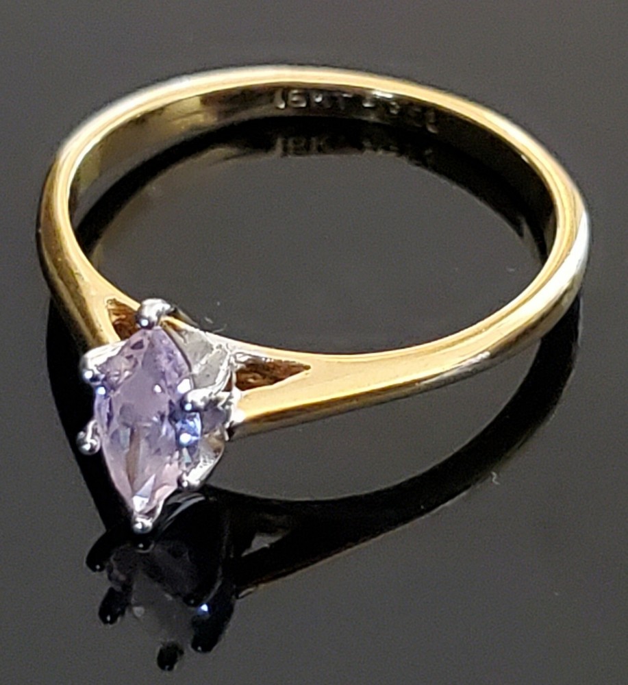 18K HGE Gold Plated Ring With Pink Cubic Zirconia CZ US Size 8
