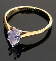 18K HGE Gold Plated Ring With Pink Cubic Zirconia CZ US Size 8
