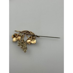 Vintage Krementz Pearl Grapes Leaf Brooch Gold Tone