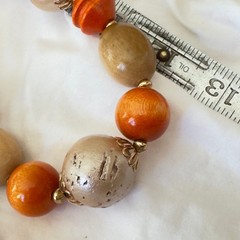 Mode-Art Signed Orange Bead Costume Necklace & Earrings Arthur Pepper Vintage