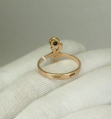 USSR Rare Vintage Original Natural Turquoise Rose Gold Ring 583 14K Kiev 1982