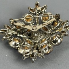 Edlee Signed Vintage Silver-Tone Crystal Rhinestone Cross Brooch Pot Metal? READ