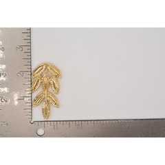 Vintage Crystal Leaf Earrings Drip Dangle Prong Rhinestone Marquise Gold BinAE