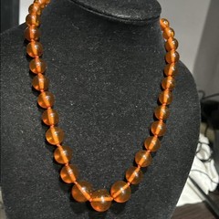 Vtg Beautiful Baltic Balls AMBER Beads Knotted Honey Color Necklace 36g