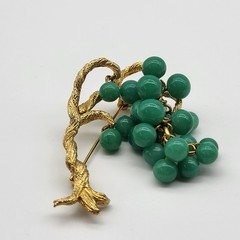 Incredible Bonsai Willow Brooch pin Jade Glass MCM Estate Jewelry Ivy