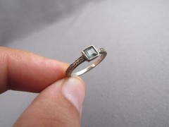 VINTAGE BASK STERLING PRINCESS CUT BLUE TOPAZ SOLITAIRE COCKTAIL BOX BAND RING