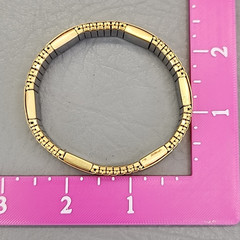 Vintage Expandable Bracelet Gold Tone Textured Ribbed 1cm Stretch 6.75″