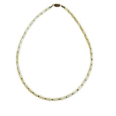 VTG Estate rose carved Beaded collar Necklace MOP Natural Mother of pearl 17.5″