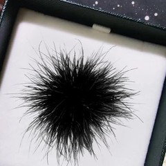 Ostrich Oversized Feather Flower Brooch Pin, Vintage Statement Jewelry black