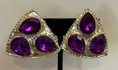 Vintage Lot Of 4 Pairs Rhinestone Black Lucite Runway Dangle 80’s Clip Earrings
