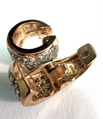 Vintage PAJ CZ China Rose Gold Tone Pave CZ Huggie Hoop Earrings